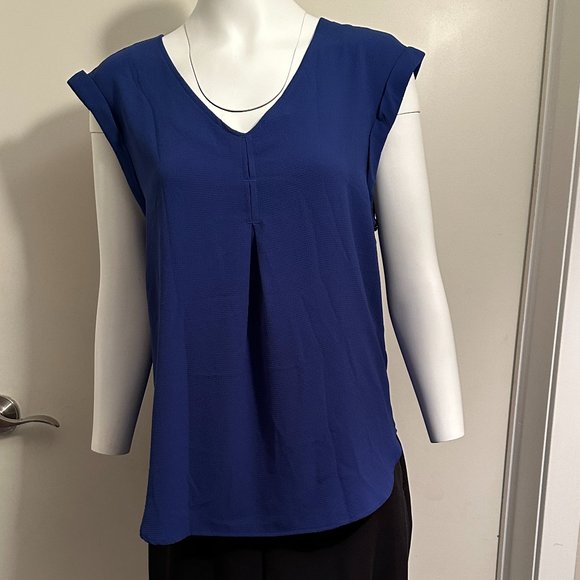 New! Blue BLACK TAPE blouse - Picture 1 of 4